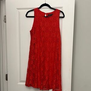 Sharagano Vibrant Red Lace Mini Dress